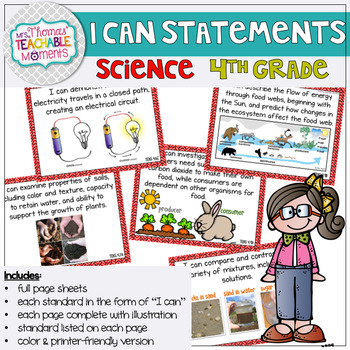 Preview of 4th Grade TEKS I Can Statements SCIENCE