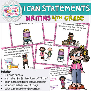Preview of 4th Grade TEKS I Can Statements WRITING