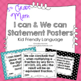 I Can Statements 5th Grade Math Posters | I Can & We Can -