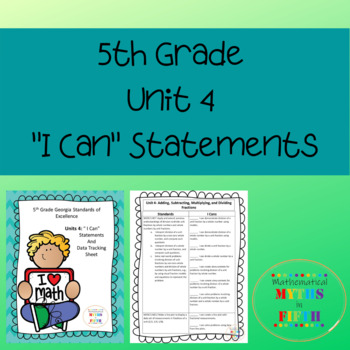 Preview of I Can Statements 5th Grade Math-Unit 4