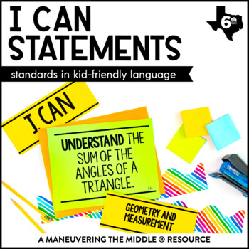 Preview of I Can Statements 6th Grade Math - TEKS