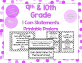 9th and 10th Grade ELA I Can Statements for CCSS Standards