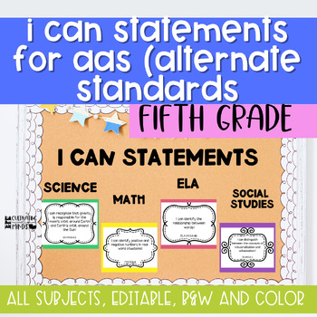 Preview of I Can Statements | Alabama Alternate Achievement (AAA) Standards | 5th Grade