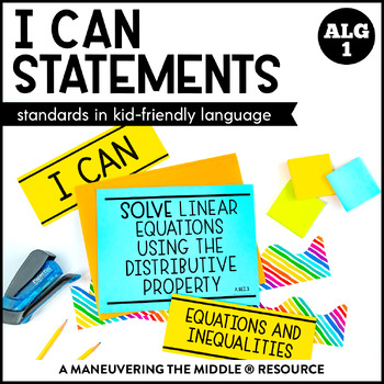 Preview of I Can Statements | Algebra 1 - CCSS