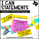 I Can Statements | Algebra 1 - TEKS