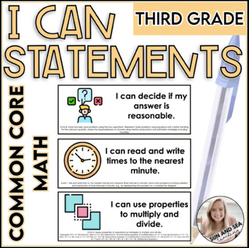 Preview of I Can Statements Aligned to Common Core Math Standards | Third Grade