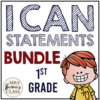 Preview of I Can Statements Charts Bundle | First Grade ELA & Math | Focus Objective Board