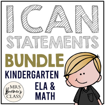 Preview of I Can Statements Charts Bundle | Kindergarten ELA & Math | Focus Objective Board