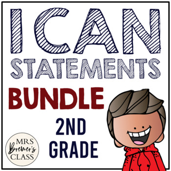 Preview of I Can Statements Charts Bundle | Second Grade ELA & Math | Focus Objective Board