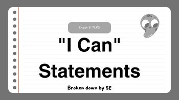 Preview of I Can Statements - English 2 - TEKS