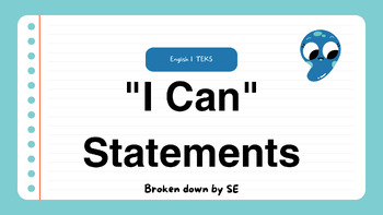 Preview of I Can Statements - English I - TEKS