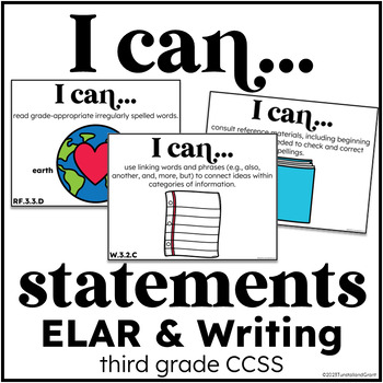 Preview of I Can Statements English Language Arts, Reading, Writing CCSS Third Grade