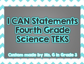 Preview of I Can Statements-Fourth Grade Science TEKS ALL Colors