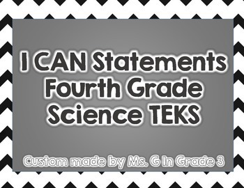 Preview of I Can Statements-Fourth Grade Science TEKS Black