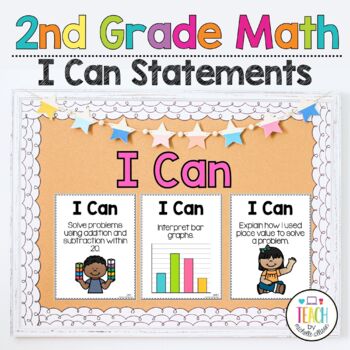 Preview of I Can Statements - 2nd Grade Math Posters and Visual Learning Aids              