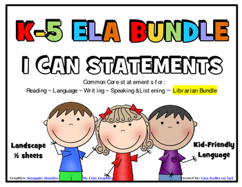 Preview of I Can Statements K-5 ELA Common Core