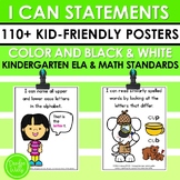 I Can Statements Kindergarten Common Core Standards ELA & 