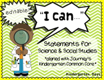Preview of I Can Statements Kindergarten Science & Social Studies