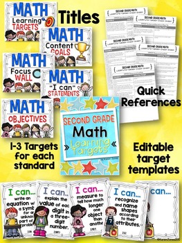 I Can Statements -- Learning Targets for Second Grade MATH by Karen Jones