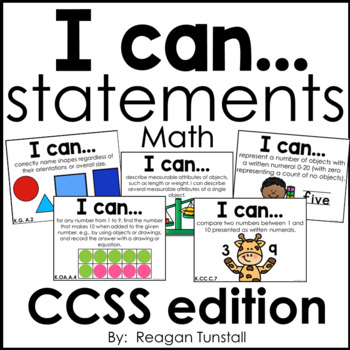 Preview of I Can Statements Math CCSS edition Kindergarten