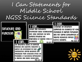 I Can... Statements Middle School Grades 6-8 NGSS Science 