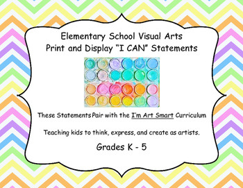Preview of I Can Statements - Power Standards - Elementary Visual Art