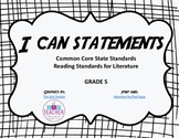 I Can Statements - Reading Literature Standards Grade 5