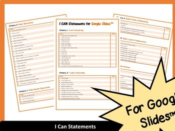 Preview of I Can Statements Rubric for Google Slides™ Technology Assessments