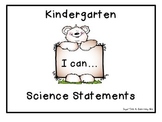 I Can Statements Science Kindergarten