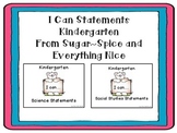 I Can Statements Science and Social Studies Kindergarten