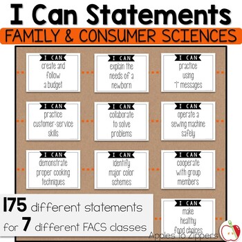 Preview of I Can Statements- Standards for FACS Classes