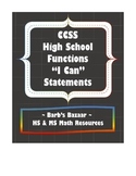 "I Can" Statements checklist for high school Functions CCSS
