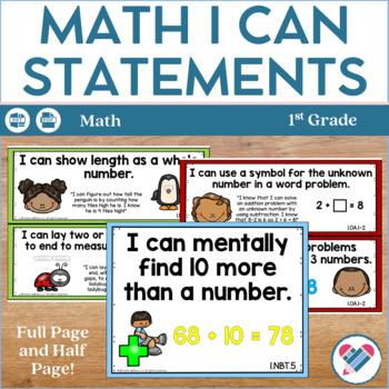 Preview of I Can Statements 1st Grade Math