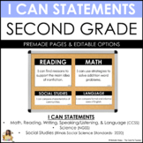 I Can Statements for 2nd Grade: Simple Design (Editable)