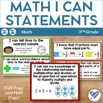 Preview of I Can Statements 3rd Grade Math