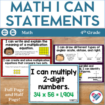 Preview of I Can Statements 4th Grade Math