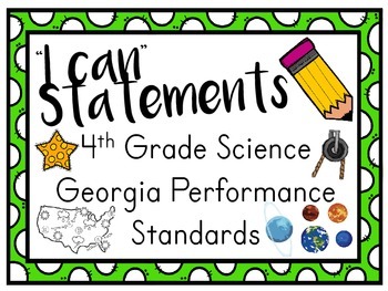 Preview of I Can Statements for 4th Grade Science Georgia Performance Standards