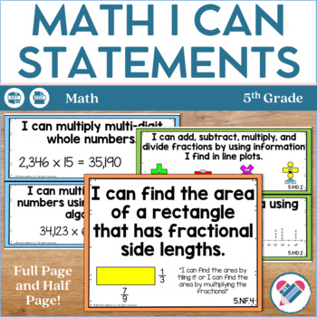Preview of I Can Statements 5th Grade Math