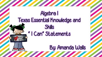 Preview of I Can Statements for Algebra I