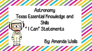 Preview of I Can Statements for Astronomy