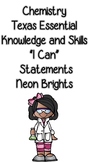 I Can Statements for Chemistry (Neon Brights)