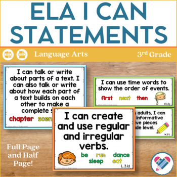 Preview of I Can Statements 3rd Grade ELA