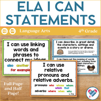 Preview of I Can Statements 4th Grade ELA