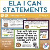 I Can Statements 5th Grade ELA | Editable Objectives