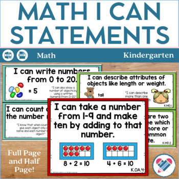 Preview of I Can Statements Kindergarten Math
