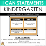 I Can Statements for Kindergarten: Simple Design (Editable)