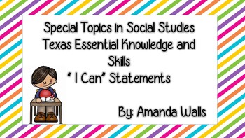 Preview of I Can Statements for Special Topics in Social Studies