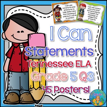 Preview of I Can Statements for Tennessee and Common Core ELA Grade 5 Third Quarter