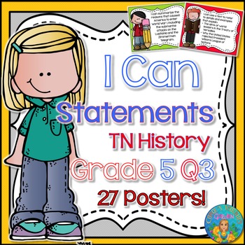 Preview of I Can Statements for Tennessee History Grade 5 Third Quarter Rainbow Brights