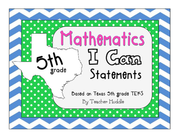 Preview of I Can Statements for Texas 5th Grade Mathematics